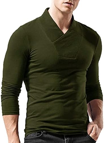 UBST Mock pulover za vrat za muškarce, 2021 elastični pamuk Slim-fit jednobojni V izrez kompresija