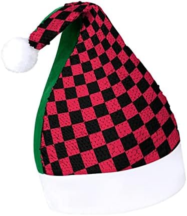 Crvena crna karirani Funny Božić šešir Sequin Santa Claus kape za muškarce žene Božić dekoracije Holiday