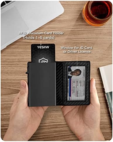 Yesiiw Slim Card Holder Wallet-minimalistički iskačući kožni novčanik za muškarce RFID Blokiranje