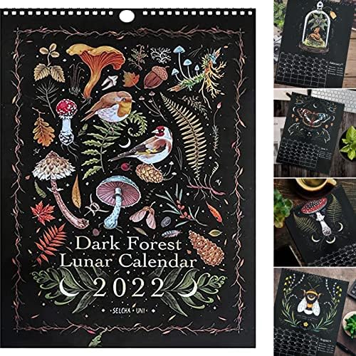 Dark Forest 2022 Lunarni kalendar, šareni kalendari zidova sa 12 originalnih ilustracija 11.8 x 8.2 Tajanstveni