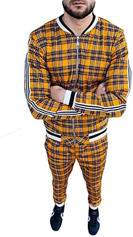 Muški zupčani stazavicu stalak za stalak za stalku Sportska jakna Jogging Drobos Komfizirani pantalone postavljeni Yellow-3xl