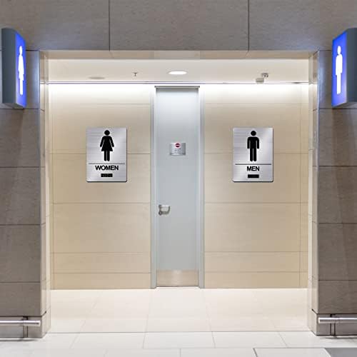Trorwen 3 kom. Muškarci Ženski toaletni znak Ada kompatibilna brajeva vrata kupaonica na vratima za kupaonicu Spol neutralni uniseks kupaonica s grafičkim simbolima i trakom za urede poslovni restorani, 6 x 8 inčni