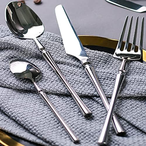Silver Flatware set srebrnog posuđa od nerđajućeg čelika za 10, moderni pribor za jelo za jelo uključuje nož/viljušku/kašiku,