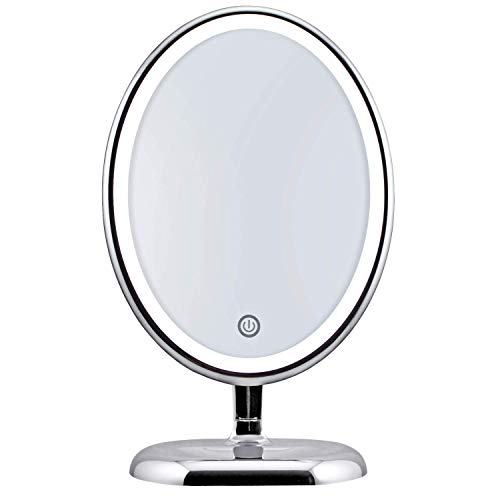 Ovalno lično ogledalo za šminkanje sa svetlima-uvećavajuće ogledalo za sto na vrhu-Led ogledalo za šminkanje-360