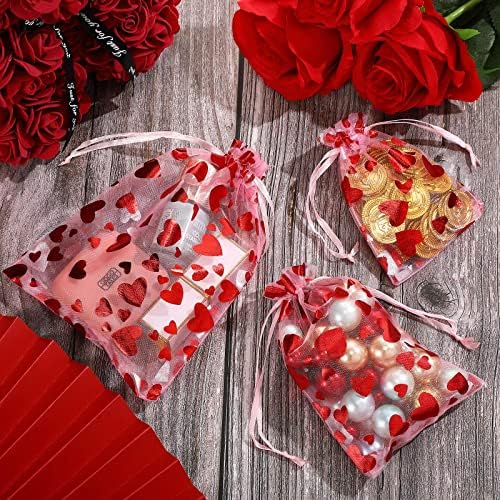120 komada Valentinovo voli torbe za srce organe sa crtežom, 3 veličine ružičaste crvene torbice
