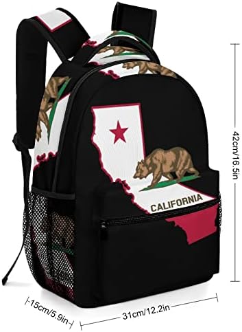 Kalifornija Beave Flag Mapa Putni ruksaci Modna torba za rame Light Težina Multi-džepni Daypack