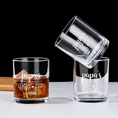 Modwnfy Božić Papa Sippy Cup Whisky Glass, Božić oca Old Fashioned Glass, 10 Oz Scotch Glass za tatu otac