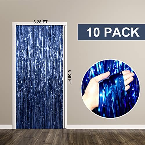 10 pakovanje folija za zavjese Blue Metallic Tinsel folija Fringe Curtains Foto Booth rekvizicije za rođendanski