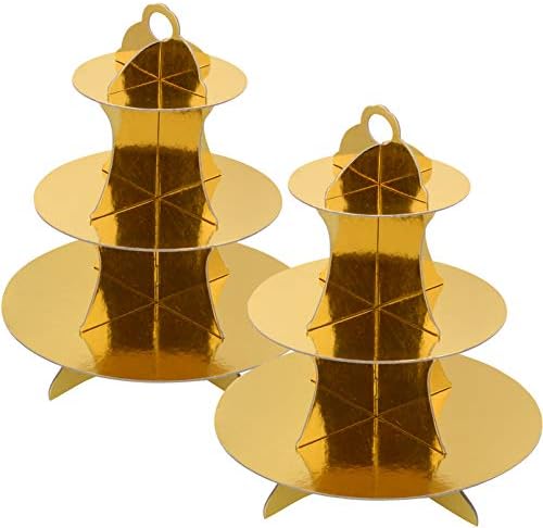 3-Tier Cardboard Gold Cupcake Stand / Tower 2-Set