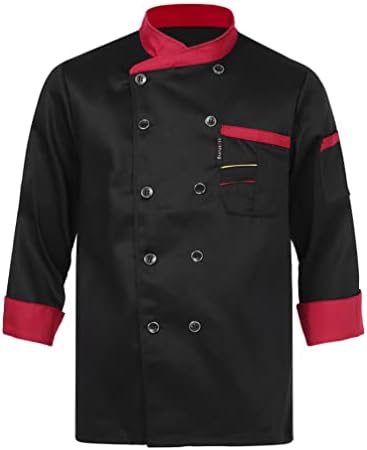 iiniim Unisex Chef Coat Žene Muškarci kratki & amp;kuharska jakna dugih rukava dvoredna kuhinja