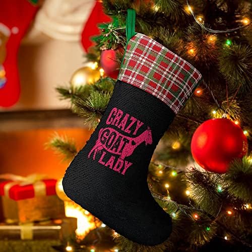 Crazy Goat Lady Sequin Božićne prazničke čarape Reverzibilna boja Promjena čarobnog zaliha za Xmas