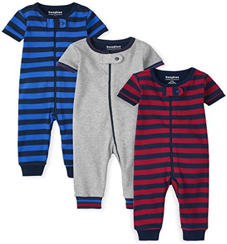 Dječje mjesto Dječji i mali dječaci Striped Snig Fit Pamuk One komad pidžama 3-pakovanje