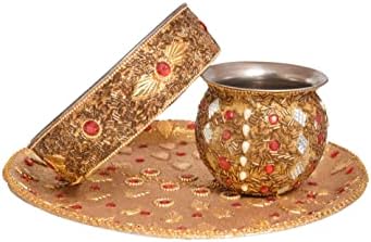 Diwali Arti Puja Karvachauth Thali Cum Thali / Pooja Thali, 01 Set- Desgin 3