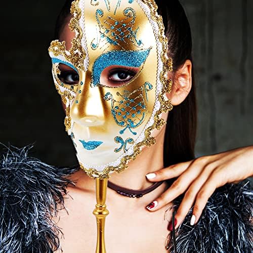 Theaque Party poluoce maska ​​Venecijanska party maska ​​na štapiću Ručna maskarska maska ​​Photo Prop