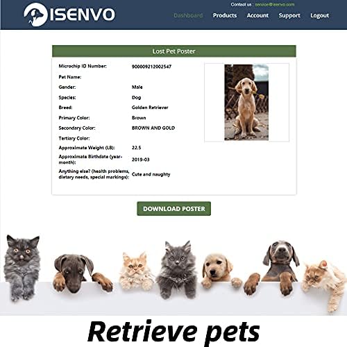 ISENVO PET ID oznake sa mikročipom iznutra, laganim psom i mačkim ID-om, vodootporan i izdržljiv