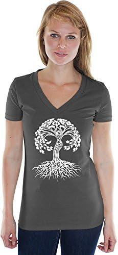 Yoga odjeća za vas dame konoplja V-izrez Tee - keltsko stablo