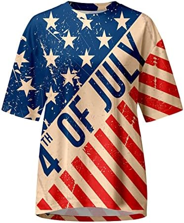 Ljetne mase za žene Četvrti jul Majica kratkih rukava USA zastava tiskani vrhovi košulje za