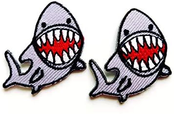 Set od 2 maleni mini morski pas crtani morsko slatko smiješno šivanje željezo na vezenom aplicijskom znaku Sign patch odjeću kostim