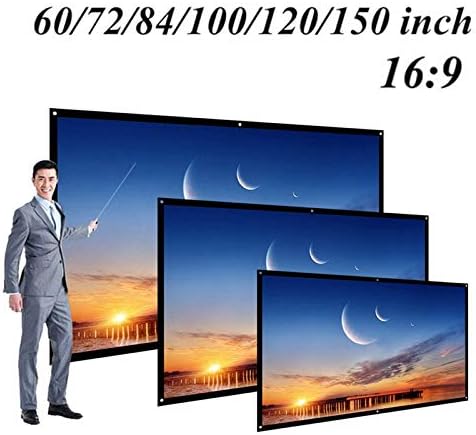 LIRUXUN 60/72/84/100/120 inčni ekran projektora 16: 9 Bijela dijagonalna video projekcija na