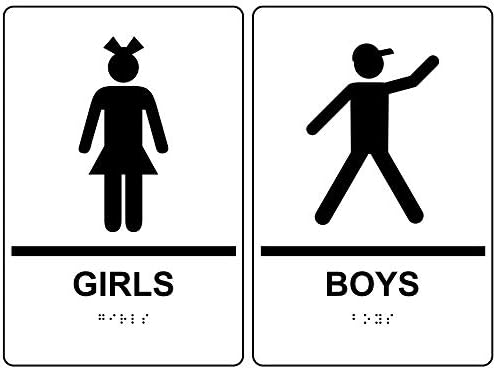 CompAlsigsigns.com Djevojke Dječaci postavljaju set znakova za mirni, brajev od Brajevog i podignutog