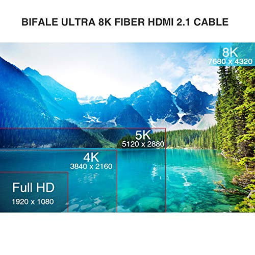 BIFALE 8K vlakna HDMI kabl 100ft, HDMI 2.1 Fiber optički nosač kabela 8k @ 60Hz, 4k @ 120Hz, 48Gbps, EARC kompatibilan sa PS5 / 4, Xbox serije X, RTX 3080/3090, Denon AV prijemnik i još mnogo toga