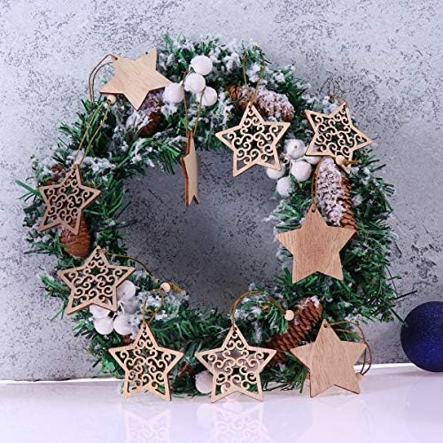 ABOOFAN 12 komada drvena šuplja zvijezda Ornament Creative božićno drvo viseća zabava privjesak Party