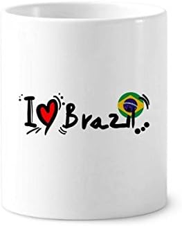 Volim Brazil Word Flag ljubav heart ilustracija četkica četkica četkica za zube šalica od keramičkog postolja