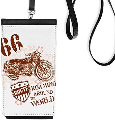 Motocikl Cvjetni tekst uzorak Ilustracija Telefon novčanik torbica Viseće mobilne torbice Crni džep