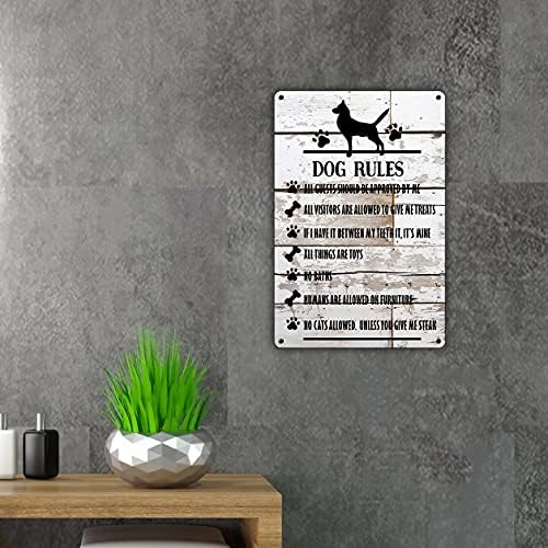Qiongqi Funny Pravila za pse Metalni limenki Zidni dekor Seoska kuća Rustikalni znakovi sa izreke