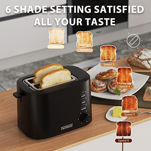 ANFILANK COMPACT 2 krišku tostera, širok prorez sa zagrijavanjem, otkazivanjem, bagel, funkcija odmrzavanja,