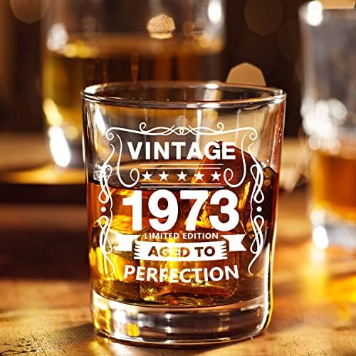 Old Fashioned naočare 1973-Vintage 1973 old time informacije 10.25 Oz Whisky Rocks Glass-50th Birthday Aged to