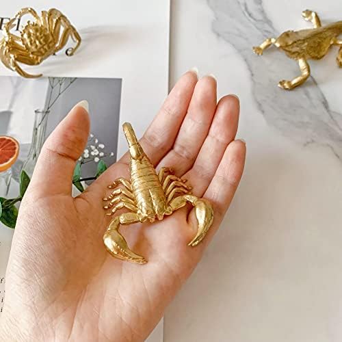 Pewery Gold Mini figurica Škorpiona, čvrsti metalni životinjski ukras, Mini skulptura škorpiona