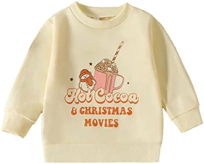 Djeca Toddler Baby Unisex Pamuk Jesen Božićni tisak Dugi rukav duksevi na vrhu odjeću Dugi rukavi