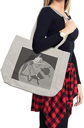 Ambesonne Retro torba za kupovinu, ručno nacrtana ilustracija plesačice balerine sa sjenom, ekološka