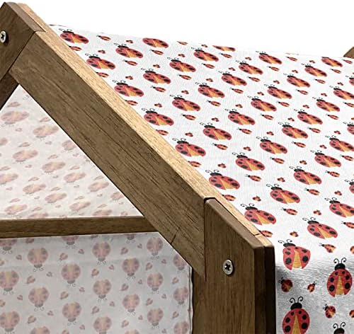 Ambesonne Ladybug Drvena kuća za pse, ravni dizajn Insekti Patybug u ponavljanju kompozicije Print,
