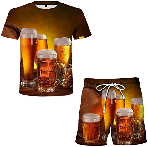Muška odjeća za 2 komada za fitness pivo 3D digitalni tiskarskih kratkih kratkih hlača T majice + kratke