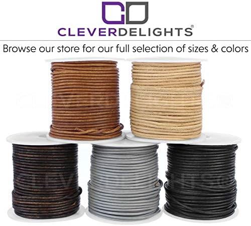 Cleverdelights Crni originalni kožni kabel - 1/16 okrugli - 100 stopa