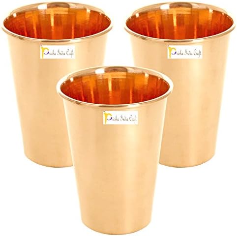 Prisha India Craft Pure bakar Staklo za staklo, set za piće, kapacitet 400 ml, set od 4 komada