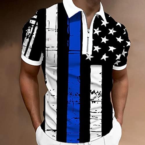 ZDDO muški rajsferšlus Golf Polo majice kratki rukav ljeto Vintage američka zastava vrhovi 1/4