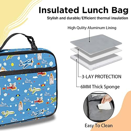Seuvohm Cartoon Planes kutija za ručak izolovana, vodootporna tkanina, Cartoon Airplane torba za ručak sa spoljnim
