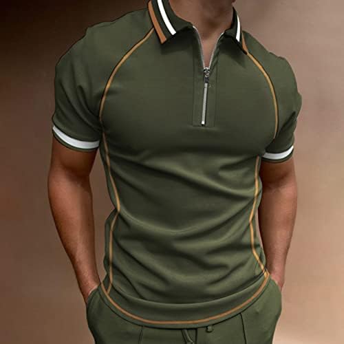 Muški kratki rukav polo majice velike i visoke mišićne majice Zip up v grafički grafički tiskovi, ležerne