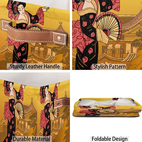 Kante za skladištenje Geisha, japanska velika dekorativna platna kutije za pohranu tkanina Organizator