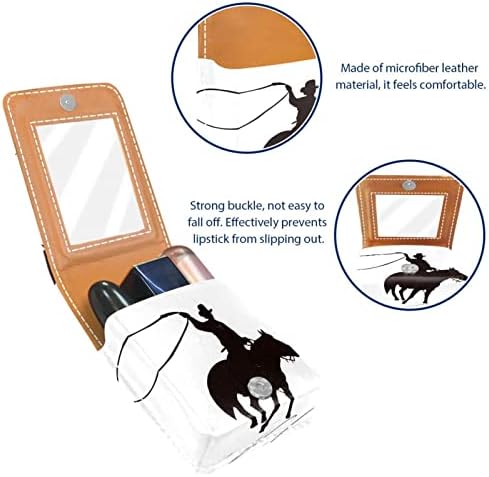 Oryuekan Mini šminka za šminku sa ogledalom, kutijom za košulje u obliku kvačila, kauboj i konj