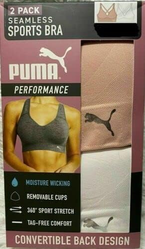 Puma ženska urednica za uklanjanje čaša Račuback Bra 2 paket, ružičasta / bijela, mala