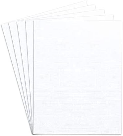 Bijeli laneni teksturirani Specijalni karton / prazan debeli 8 1/2 X 11 teški karton za pozivnice za vjenčanje, najave, čestitke / 80lb poklopac | 50 listova