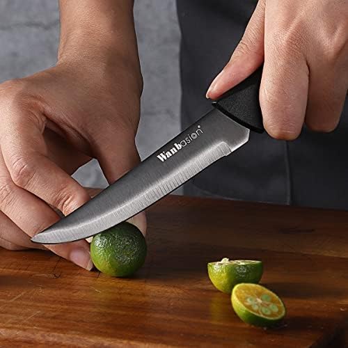 Wanbasion crni ne nazubljeni Set noževa za odreske, set noža za odreske koji se može prati u mašini za sudove,