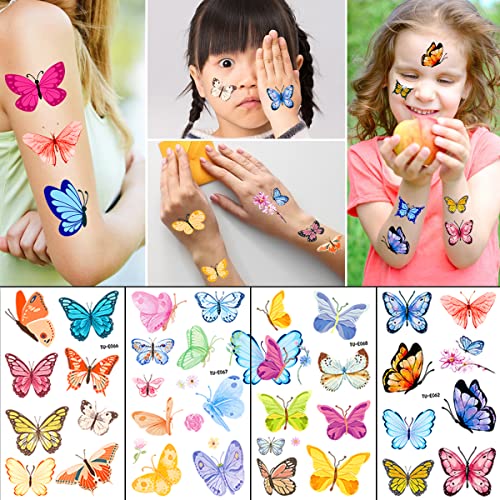 100 komada leptir tetovaže Privremeni šareni & amp; vodootporan lažni tetovaže akvarel cvijet leptir tetovaža