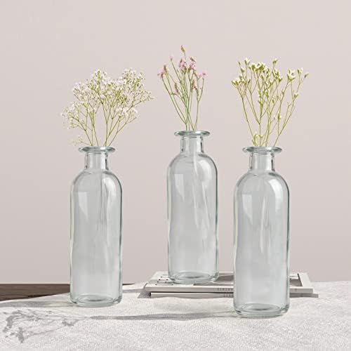 Clear Glass Bud Vase, 20 paketa 8 oz Vaze, male vesti za cvijeće, dekorativne jantarne boce za središnji stol, uređenje doma, ured, vjenčani prijem, vintage stil