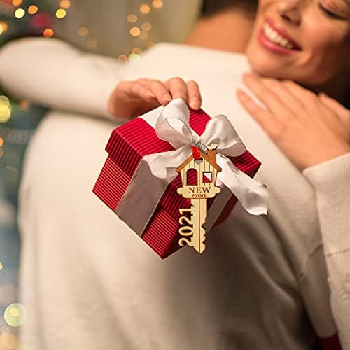 LEJHOME 2 kom novi kućni ključ Drvo ključ Božićni ukras 2021 poklon za domaćinstvo za božićnu jelku