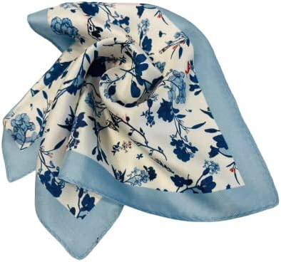 Maramica, muški džep, svileni kvadratni šal, plavi cvijet i ptičji uzorak, orijentalna umjetnost